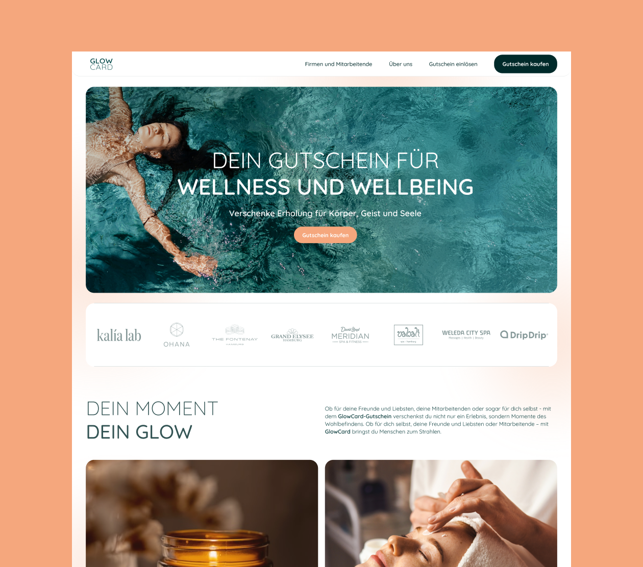 Glow Card wellness website on an iPad