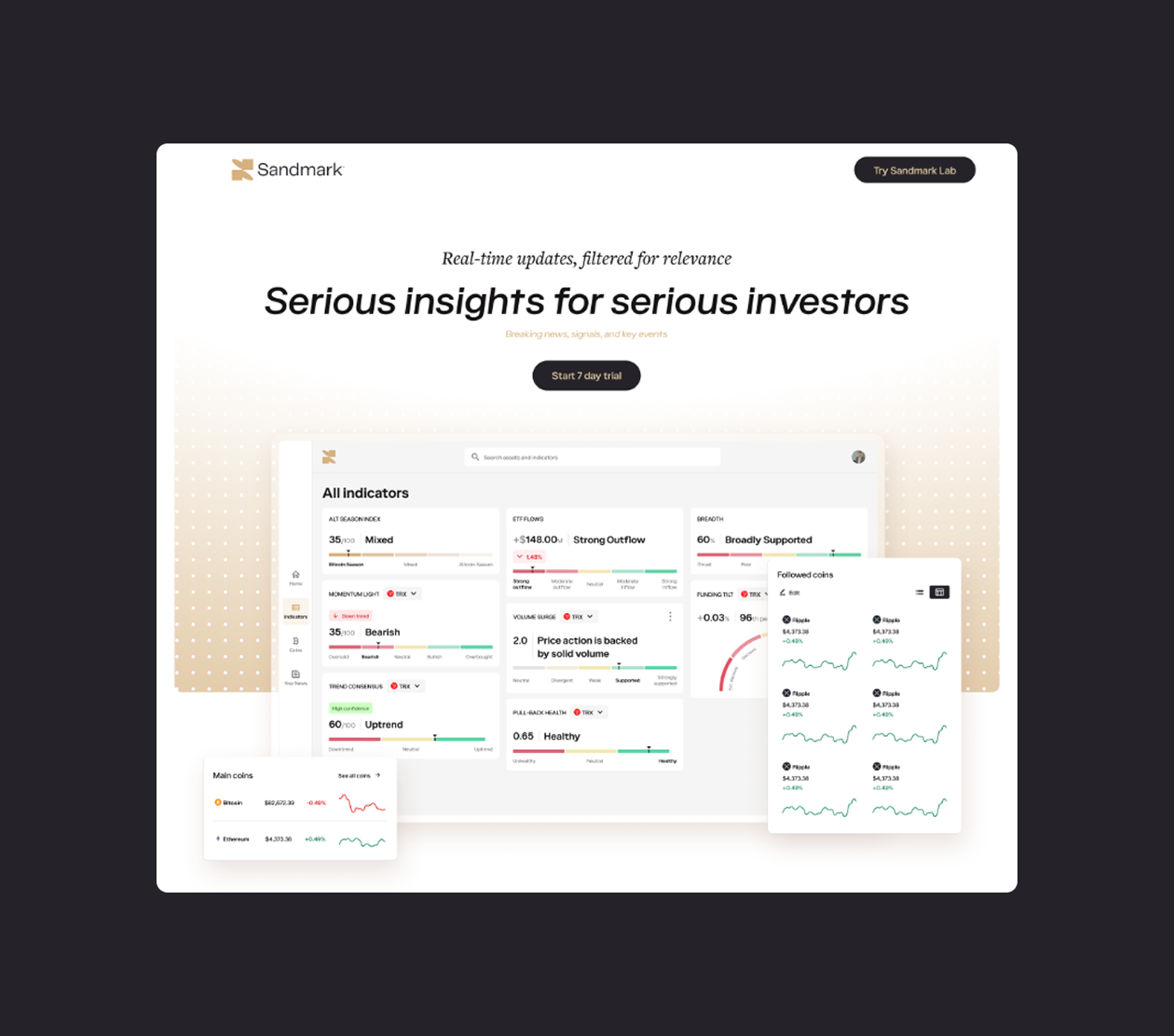 Sandmark investor landing page